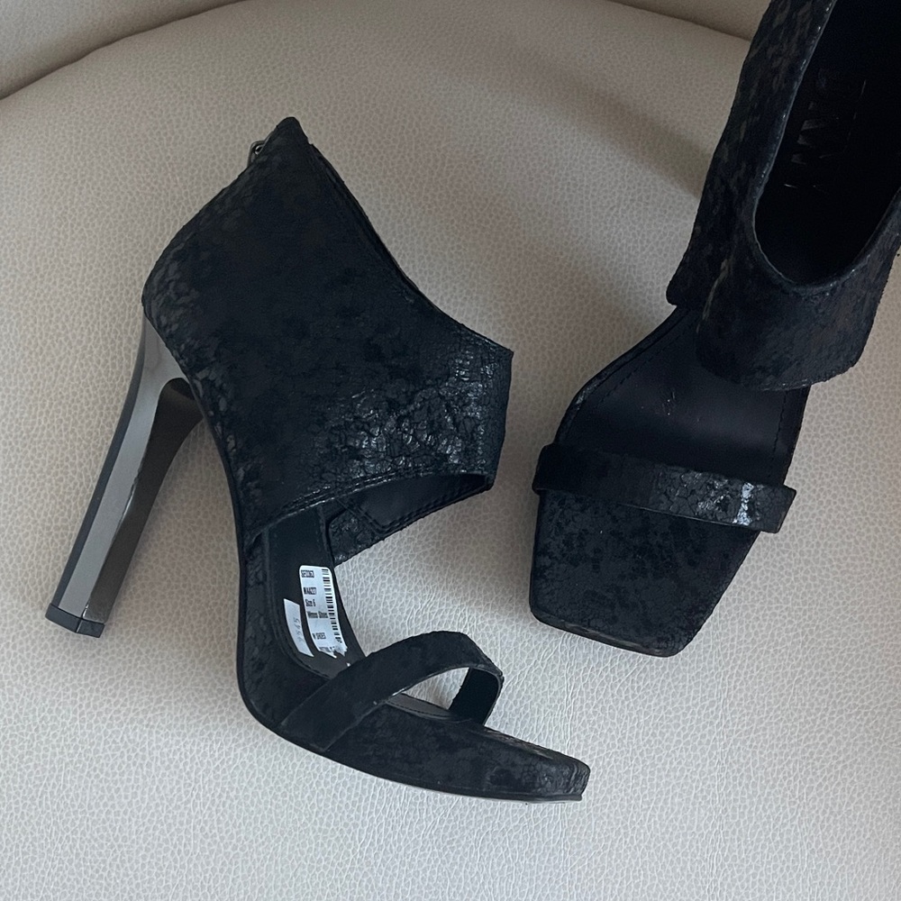 DKNY Dava Black Textured High Heel Sandals